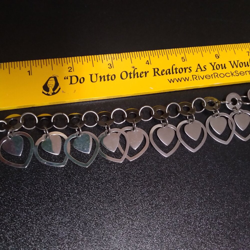 Edforce Stainless Steel Heart Charm Bracelet